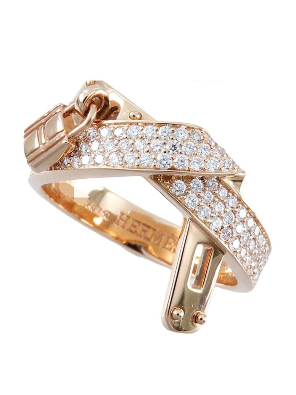 Hermes Kelly Gavroche Ring Pink Gold 18k Diamond